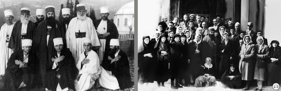 Ahmet Myftar Dede me klerikë dhe besimtarë, viti 1950.