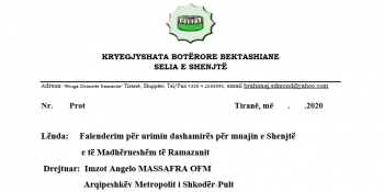 Thank you for the kind wish for the Holy and Majestic month of Ramadan-addressed to Monsignor Angelo MASSAFRA OFM, Metropolitan Archbishop of Shkodra-Pult
