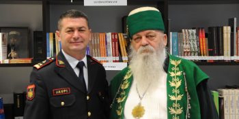 Tirana Police Chief Mr. Rebani Jaupaj thanks the World Chief for donating protective aid for Covid-19