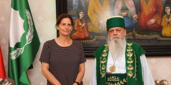 The World Grandfather His Grace Haxhi Dede Edmond Brahimaj, received the Ambassador of Greece, Mrs. Sophia Philippidou