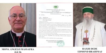 Bektashi World Leader, His Grace, Haxhi Dede Edmond Brahimaj, congratulates Monsignor Angelo Massafra on his election, President of the Episcopal Conference