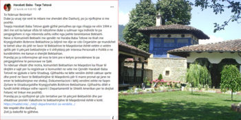 Reaction of the tekke “Harabati-Baba”, Tetovo