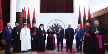 The World Grandfather, Dede Edmond Brahimaj, participates in the appreciation ceremony of Monsignor George Frendo with the high decoration “Mother Teresa” by the President of the Republic.
