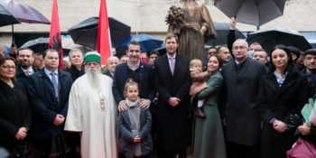 World Grandfather, Dede Edmond Brahimaj participates in the inauguration of the statue of Queen Geraldine
