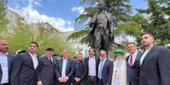 The Grandfather of the World Bektashi Community, Dede Edmond Brahimaj, participates in the inauguration of the memorial of Hasan Pristina, in the city of Vlora