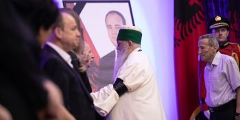 The World Grandfather, Dede Edmond Brahimaj, participates in the farewell ceremony, in honor of the former President, Bujar Nishani
