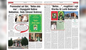 PROMOVOHET SOT (E MËRKURË, ORA 11;00) LIBRI, “NEFES-JETA IME’, I KRYEGJYSHIT BOTËROR BEKTASHIAN, DEDE EDMOND BRAHIMAJ (Gazeta ‘Telegraf’)